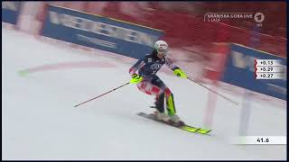 Kranjska Gora Slalom Leona Popovic Sturz im Ziel [upl. by Armstrong]