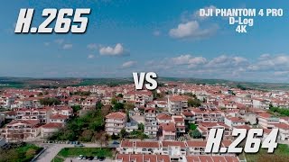 DJI PHANTOM 4 PRO  H265 vs H264 in DLog  comparison footage and banding problems [upl. by Acihsay665]