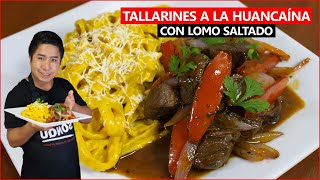 LOMO SALTADO CON TALLARINES A LA HUANCAINA  Comida Peruana [upl. by Halland]