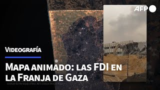 Mapa animado video de las FDI en la Franja de Gaza  AFP [upl. by Arreis]