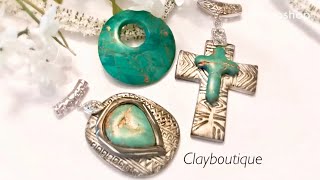 Polymer clay Faux Pilot Mountain TurquoiseFaux Silver [upl. by Shields29]