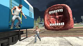 Franklin Fight Train Eater Monster in Indian Bike Driving 3D [upl. by Hgielrak]