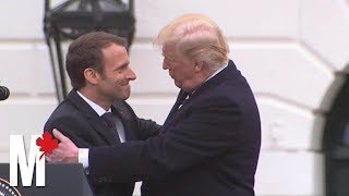 Trump and Macron’s awkward displays of affection [upl. by Notlih938]