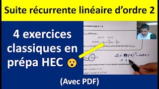 Suites récurrentes linéaires dordre 2  exercices corrigés prépa HEC avec PDF [upl. by Htiduj]