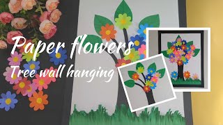 Paper flowers tree wall hanging diy papercraft origami [upl. by Ammadas]