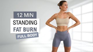 12 Min STANDING FAT BURN  No Jumping  Sweat Session  Calorie Killer Workout  Quick  Intense [upl. by Hendricks]