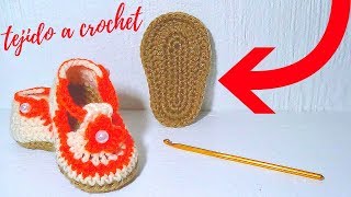 SUELAS TEJIDAS A CROCHET PASO A PASO PARA ZAPATITOS DE BEBE de 3 a 6 Meses  Plantillas [upl. by Leay64]