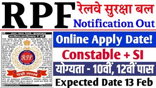 RPF New Vacancy 2024  RPF Online Apply Date 2024  RPF SI Vacancy 2024  RPF Constable Vacancy 2024 [upl. by Bessie]