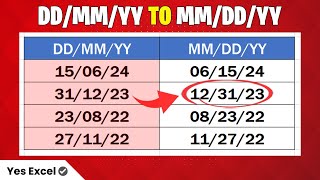 Convert Text Date DDMMYY to MMDDYY in Excel [upl. by Reeba]