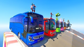 LEARN COLOR BIG BUSES with Superheroes Fun Cartoon for kids and babies [upl. by Trevorr]