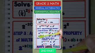 2ND PART GRADE 11 GENERAL MATHEMATICS SOLVING EXPONENTIAL EQUATION [upl. by Brooks]