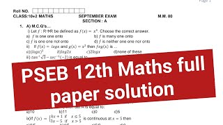 PSEB 12th Maths September Exam 202425 Full Solution  Term 1 Real Paper Solutions [upl. by Anella]