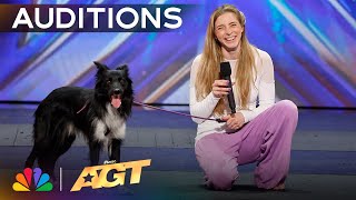 Roni And Her Dancing Dog Rhythm Bring an quotUNBELIEVABLEquot Audition  Auditions  AGT 2024 [upl. by Neih]