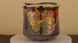 Kutani Ware Porcelain Teacup with Gold Seasonal Flowers [upl. by Watson]