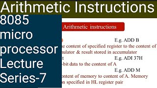 Microprocessor Lecture series8085instruction setArithmetic instructions Malayalam [upl. by Diehl]