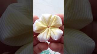 No Sew Ribbon Flower crafts flowermaking diy shorts [upl. by Rosalyn101]