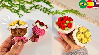 Ramo de Flores en Crochet  Tutorial Completo💐 [upl. by Nawat]