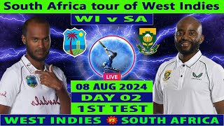 West Indies vs South Africa  WI vs SA  1st Test Day 2 of SA tour of WI 2024  Cricket Info Live [upl. by Karole13]