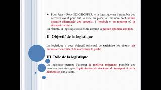 Comprendre le concept et les enjeux de la logistique en 7 POINTS CLES [upl. by Arva]