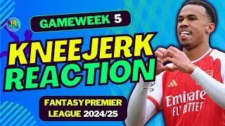 FPL GW5 KNEEJERK TEAM SELECTION  WORST WEEK EVER  FANTASY PREMIER LEAGUE 202425 TIPS [upl. by Ancel]