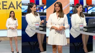 Bela Shah LegsThighs in Short White DressHeels  Sky Sports News 1692024 [upl. by Cindie]