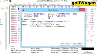 VAG Eeprom Programmer Airbag eeprom read Airbag fault delete VW Golf 4 [upl. by Olgnaed]