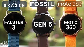 MOTO 360 vs FOSSIL GEN 5 vs SKAGEN FALSTER 3 Best Wear OS Watches [upl. by Hooper554]