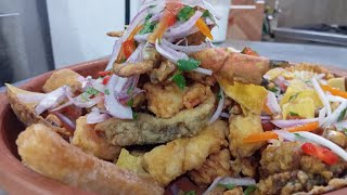 cómo preparar jalea Mixta con pescado 🐟 tilapia y mariscos 🦀🍢 [upl. by Amalburga]