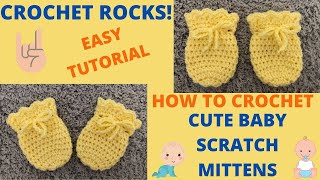 How to Crochet Easy Baby Scratch Mittens  Crochet Rocks [upl. by Heinrike]