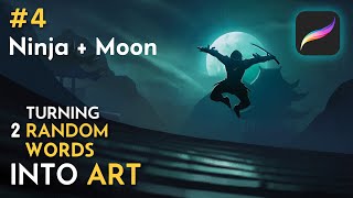 I Turned Random Words into Illustrations  Procreate Digital Art Process  Part 4  Ninja  Moon [upl. by Kulsrud150]