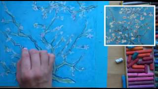 How to Draw Van Goghs Almond Blossoms with Oil Pastels [upl. by Omixam]