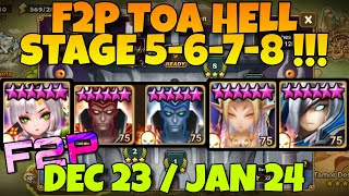 F2P TOA HELL 5 6 7 8  GIOU  2 LICH  PSAMATHE  BOLVERK  DECEMBER 2023 JANUARY 2024 SUMMONERS WAR [upl. by Killam]