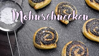 MOHNSCHNECKEN BACKEN  Hefeschnecken mit Mohnfüllung selber machen Rezept [upl. by Ring443]