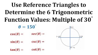 Determine 6 Trig Function Values Using a Reference Triangle 150 Degrees Mult of 30 [upl. by Lenci]