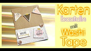 DIY ANLEITUNG Karten basteln mit Papier Washi Tape Geburtstag  9999 Dinge [upl. by Theola]