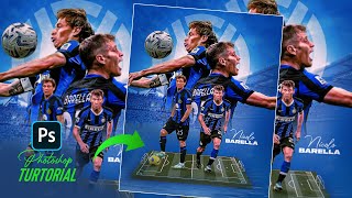 Free PSD file photoshop tutorial Nicolo Barella Sport graphic poster [upl. by Hanako]