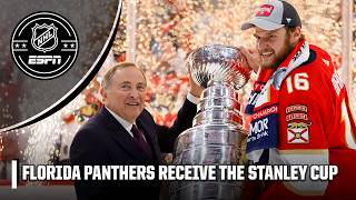 Florida Panthers captain Aleksander Barkov hoists the Stanley Cup 🏆 TROPHY CEREMONY  NHL on ESPN [upl. by Esinaej676]