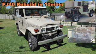 How to rebuild a FJ40 in 10mins Time lapse of a FJ40 full rebuild Toyota Landcruiser [upl. by Nonnag946]