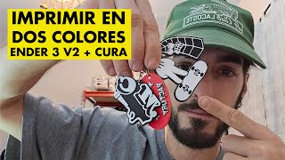 IMPRIMIR 3D EN DOS COLORES 💻  ENDER 3 v2  CURA [upl. by Kere]