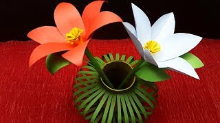 DIY  Awesome Paper Flower Making Tutorials with Flower Vase  Reuse Idea [upl. by Girardo]