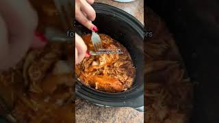 The EASIEST crock pot shredded BBQ chicken 😍 [upl. by Dreddy]