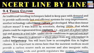 Tissue culture class 12 neet ncert line by line explanation [upl. by Leibman606]