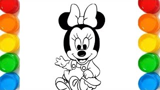 How to Draw Minnie MouseEasy step by step Cute Glittery Minnie Mouse DrawingCartoon DrawingArt [upl. by Broderick]