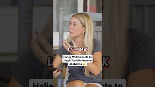 Haliey Welch reacts to Hawk Tuah Halloween costumes 🎃 [upl. by Frasch646]