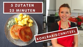 Vegane Kohlrabischnitzel  Günstige vegane Rezepte  Koch vegan [upl. by Imik760]