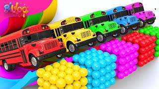 The Wheels on The Bus Song  Colorful Bus amp SUPRISE EGGS  BluLoo Nursery Rhymes amp Kids Songs [upl. by Suu294]