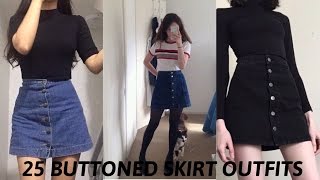 25 BUTTONED SKIRT TUMBLR OUTFITS [upl. by English552]