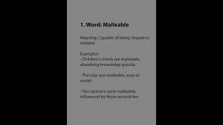 Malleable meaning with example sentences englishlanguage learnenglish shorts [upl. by Ardnaik]