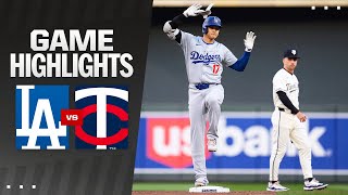 Dodgers vs Twins Game Highlights 4924  MLB Highlights [upl. by Nileuqay]