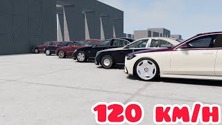 MERCEDES SClass evolution in BeamNGdrive 💥 120 kmh 💥 Wall CRASH test comparison [upl. by Inhoj]